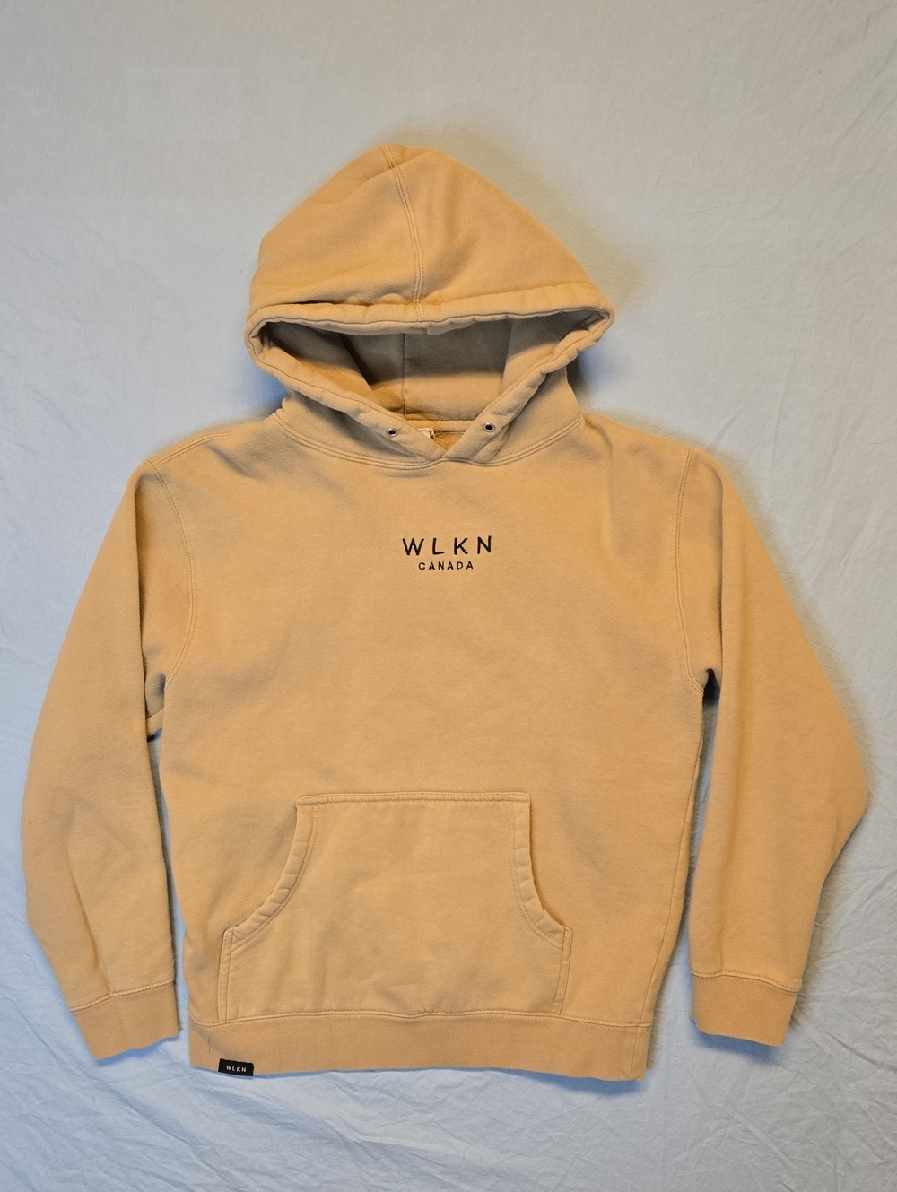 Wlkn Canada Tan Beige Pullover Hoodie Sweater with Black Spellout Logo